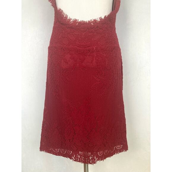 Free People Harper Halter Neck Backless Lace Mini Dress Red Size M Bodycon - Picture 8 of 10